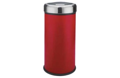 HOME 30 Litre Matt Black Press Top Bin - Red.